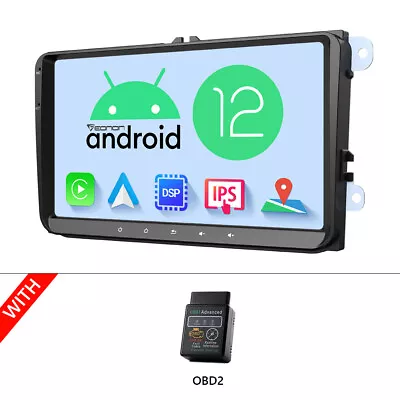 OBD+9 Android 12 For VW Volkswagen Jetta Passat EOS Car GPS Carplay Stereo Radio • $210.74