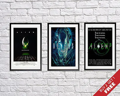 £3.99 • Buy A3 Or A4 Size * BEST ALIEN Movie Posters Trilogy * Great Science Fiction Series 
