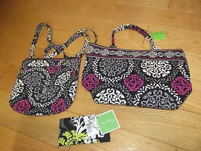 Vera Bradley LOT Holiday Tote Cranberry Magenta NWT Barouque Checkbook Cover + • $26.99