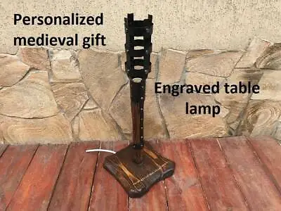 Table Lamp Personalized Gift Torch Wooden Anniversary Viking Medieval • $192