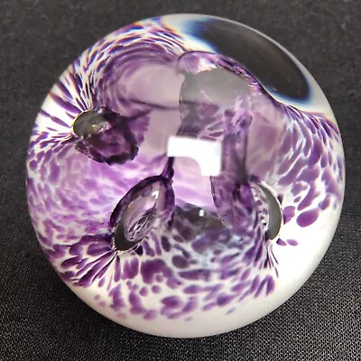 Marked Caithness Scotland 'Pixie' Purple & White 2'' Art Glass Paperweight VGC • £5.99