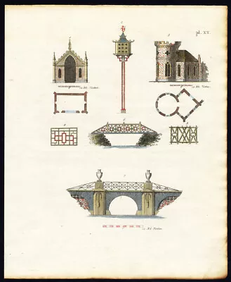 Antique Print-Plate 20-DOVECOT-RUIN-LANDSCAPE GARDENING-Allart-van Laar-1802 • £71.40
