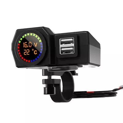 Motorcycle Handlebar Socket Waterproof Dual USB Phone Charger Cigarette Lighter • $15.63