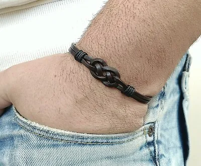 Brown Mens Bracelet Unisex Bracelet Infinity Knot Bracelet Bracelet Gift • $19.90