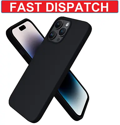 Black Back Case For Apple IPhone 14 13 12 Pro Max Silicone Shockproof Gel Rubber • £4.49