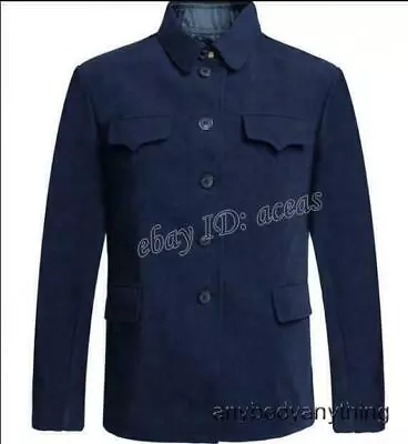 Mens Turn Down Collar Tunic Jacket Retro Suit Single Breasted Mao Chinese Blazer • $38.99