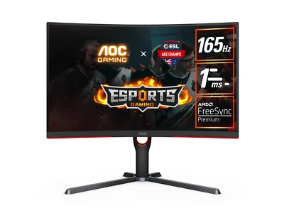 $451.95 • Buy AOC 27in Super Curved 1000R 2K QHD VA Free Sync Premium 1ms 165Hz HDR10 DP HDMI