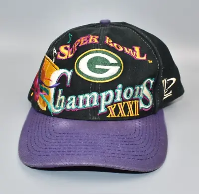Green Bay Packers Super Bowl Champions Vintage Logo Athletic Snapback Cap Hat • $24.95