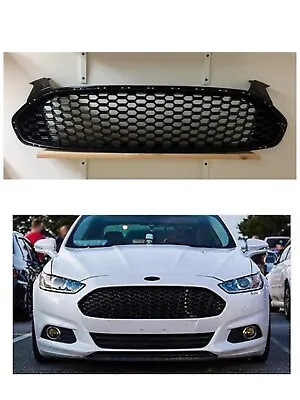 2013 2016 For Ford Fusion Gloss Black Front Bumper Honeycomb Grill Grille 9 • $233.90