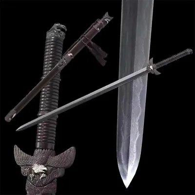 Eagle Head Sword Jian Weapon Chinese Straight Double Edged Folded Damascus Steel • $2718