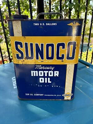 Vintage 1950's Sunoco Mercury Motor Oil 2 Gallon Can • $24.99