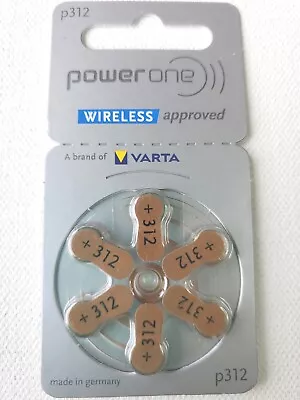 Power One Hearing Aid Batteries Size 312 PR41  Set Of 6 Batteries Brown Germany  • $7.49