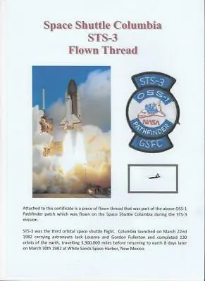 £10 • Buy STS-3 - Space Shuttle Columbia Flown Presentation - NASA - Astronaut Jack Lousma