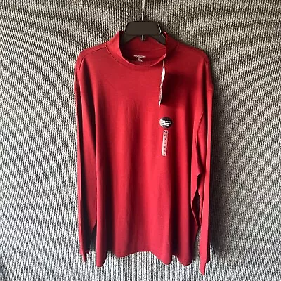 Roundtree & Yorke Sweater Mens 2XL XXL Red Mock Turtleneck Pullover Sweatshirt • $13.25