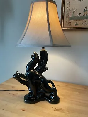 Vintage Mid Century Black Rearing Panther Table Lamp • $64