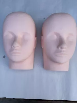 Two Practice Training Faces Silicone Cosmetology Mannequin Face Head Eye NICE! • $10.99