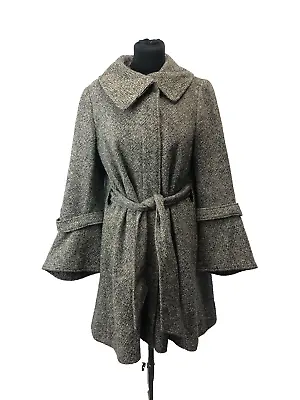 George Simonton Couture Vintage Grey Lambswool Belted Women’s CoatSize 2UK 10 • £70