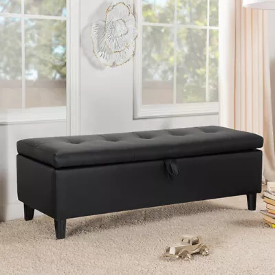 PU Leather Blanket Toy Box Organiser Bench Bedside End Stool Storage Ottoman • £75.95