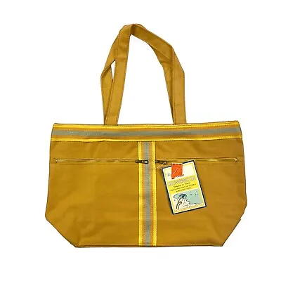 Vintage K-Mart Yellow Canvas Shopping Travel Tote Bag 1970s Retro Mod • $24