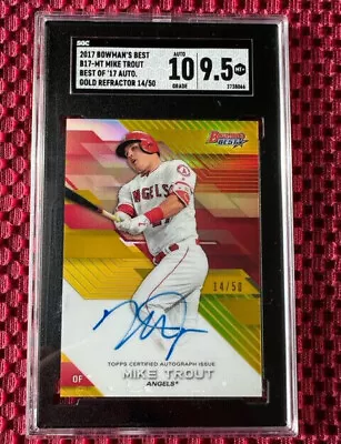 Mike Trout 2017 Bowmans Best Gold Refractor Auto #/50 SGC 9.5 On Card AUTO 10 • $649