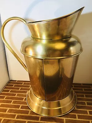 Vintage Brass Large 15  Pitcher Vase Kindling Umbrella Stand • $16.96