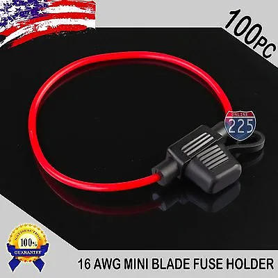 100 Pack 16 Gauge APM / ATM MINI Blade Inline Fuse Holder 100% OFC Copper Wire • $79.99