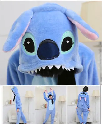Unisex Adult Disney Lilo Stitch Blue Stitch Pajamas Costume Cosplay Sleepwear G1 • £18.99