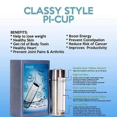 £40 • Buy Longrich Classy Style Pi Energy Alkaline Water Cup (PH Balance, Healthy Living!)