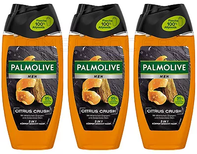 3 PALMOLIVE MEN CITRUS CRUSH 3in1 Shampoo Shower Gel Orange Cedarwood Oils 500ml • £65.21