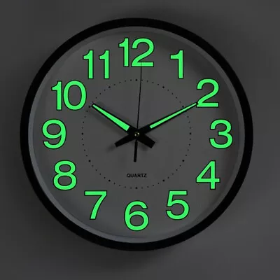£11.94 • Buy 12  Luminous Wall Clock Glow In The Dark Silent Quartz Night Light Home Bedroom