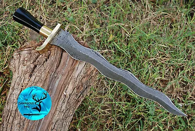 Custom Handmade Forged Damascus Steel Sword Kris Dagger Hunting Bowie Edc 1674 • $79