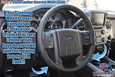 2014 2015 Ford F250 F350 FX4 FX2 XLT Lariat -Leather Steering Wheel Cover Black • $109.79