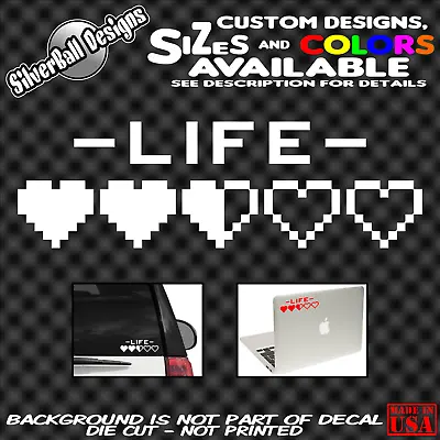 Heart Container Gamer Life Custom Vinyl Decal Car Window Sticker Zelda 8 Bit NES • $3.49