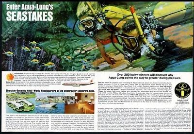 1968 U.S. Divers Aqua Lung Scuba Diving Couple Art Vintage Print Ad • $9.99