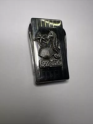 Vintage Florida Silver Money Clip With Seahorse Starfish And Shell • $28