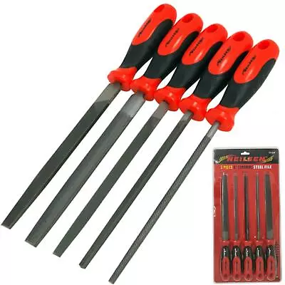 £10.49 • Buy Neilsen 5pc Metal File Set Engineers Flat Half Round Square Triangular Soft Grip
