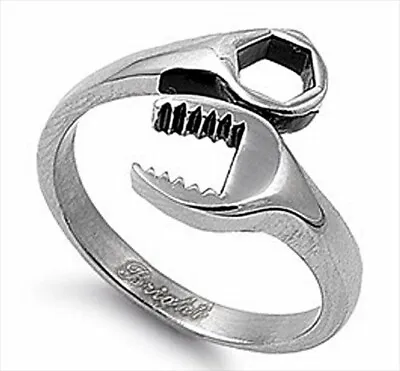 Men's Stainless Steel Gear Head Racing Mechanic Wrench Tool Ring • $15.99