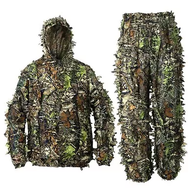 Men Women Kids Outdoor Ghillie Suit Camouflage Hunting Suit Pants Hooded Jacket • $27.66