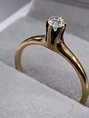 Vintage 14k Old Mine Cut Diamond Solitaire Ring In 14k Gold Size 5.25 • $299