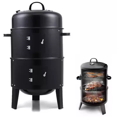 Outdoor Barbecue Smoker Charcoal Bbq Grill Garden Cooker Patio Drum Oven Stove • £42.99