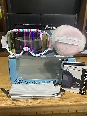 VonZipper VZ Adult Ski Snowboard Goggles Geometric Multi Color Chrome Lenses OS • $14