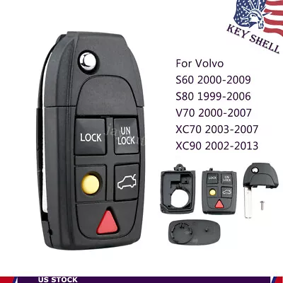 For Volvo XC70 XC90 2003 2004 2005 2006 2007 Flip Remote Car Key Fob Shell Case • $9.75