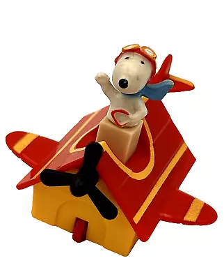 Snoopy Flying His Red Baron Biplane Kennel - Push-down Roll-along Toy - 1955-66 • $20