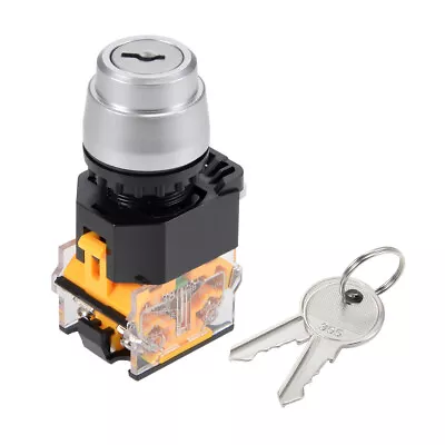 22mm  2 Position Key Locking Push Button Switch W Keys DPST 1NO 1NC • £11.20