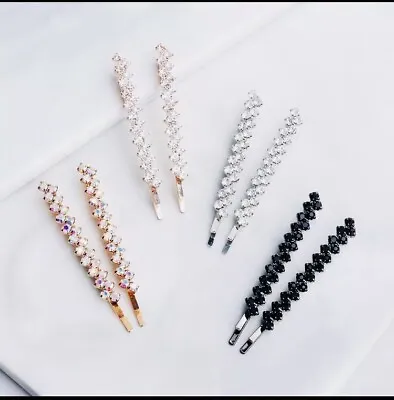 £4.10 • Buy Crystal Diamante Shiny Bling Hair Grips Clips Bobby Pins Slides Twin Set/Colour 