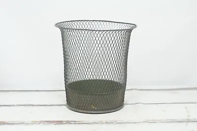 Antique NEMCO Wire Mesh Waste Basket F H Lawson Cincinnati Ohio Green Metal Mesh • $160