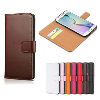 $7.19 • Buy Genuine Leather Flip Wallet Case Card Cover For Samsung Galaxy S6 S7 S8 S9 Plus