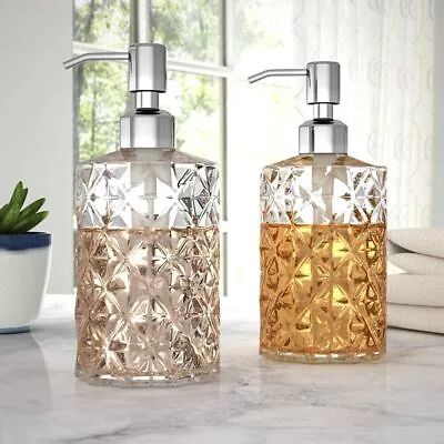 Set Of 2 Empty Glass Soap Dispenser Set Bathroom Wash Basin Liquid Handwash. • $116.99