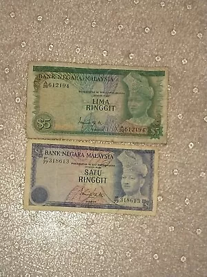 Malaysia 5 1 Ringgit 1967-72 1972-76 First & Second Issue Vintage Banknote Bills • $14.72