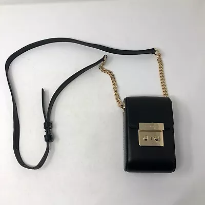 Michael Kors Scout Leather Bag Phone Camera Black Small Gold Lock • $85